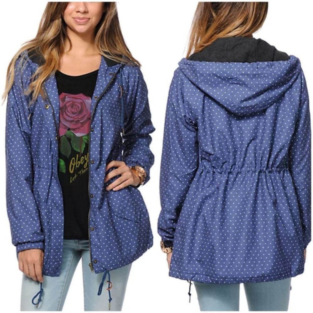 OBEY Blue Polkadot Raincoat XS